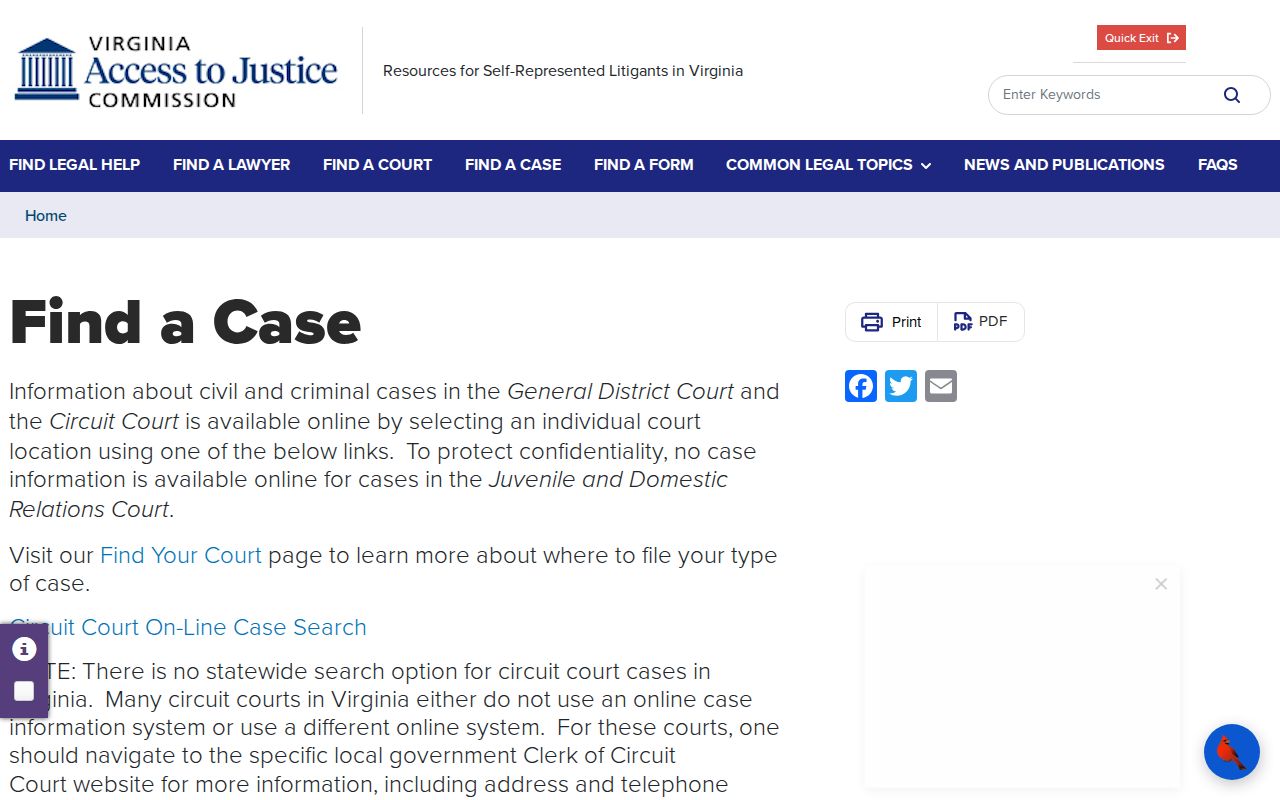 Spotsylvania County warrant case record search scope and limits